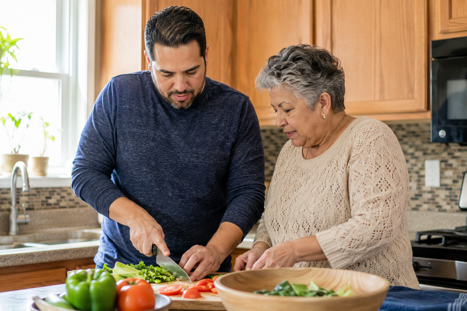 Caregiver assisting a loved one with daily activities in South Central Massachusetts